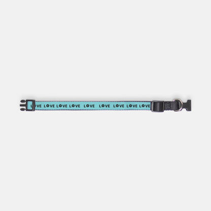 Love Pet Collar Large (Turquoise/Black)