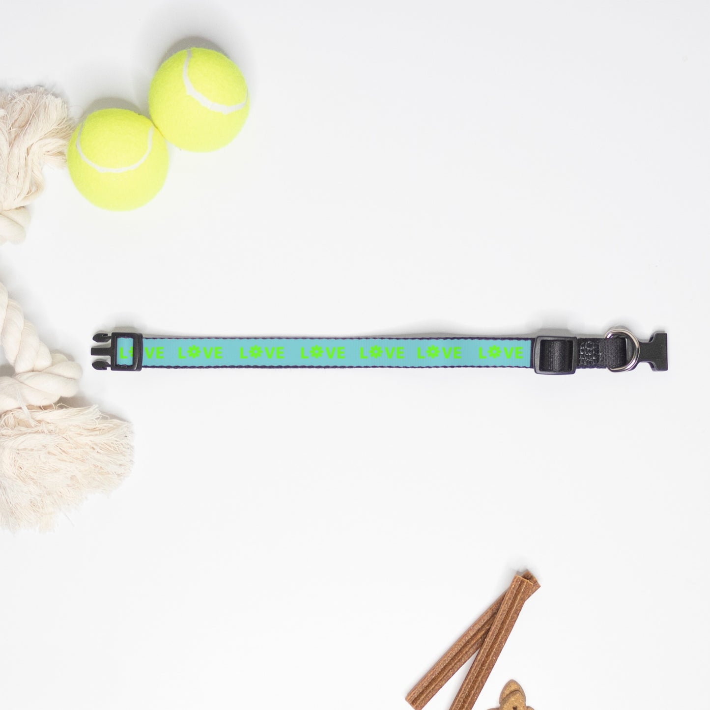 Love Pet Collar (Turquoise/Lime)