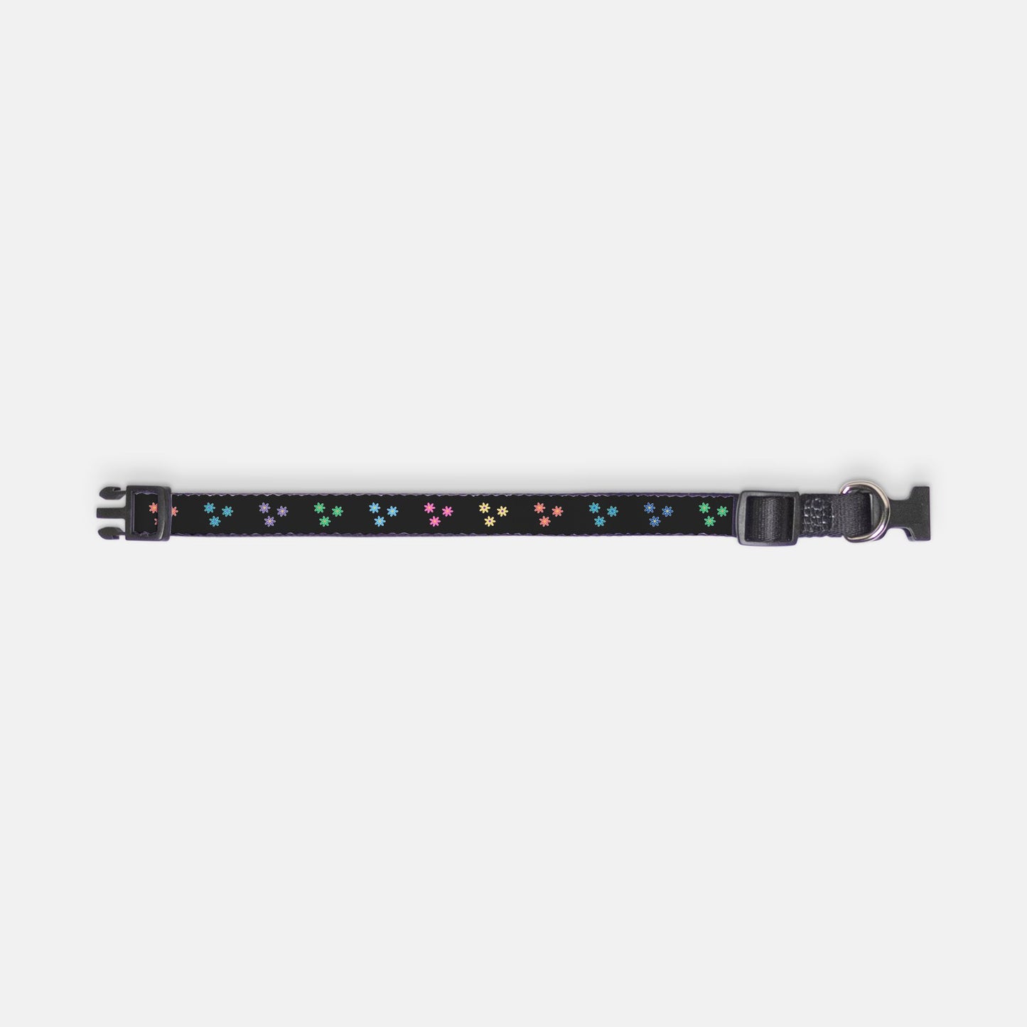 Flower Power Pet Collar Black Multi Color