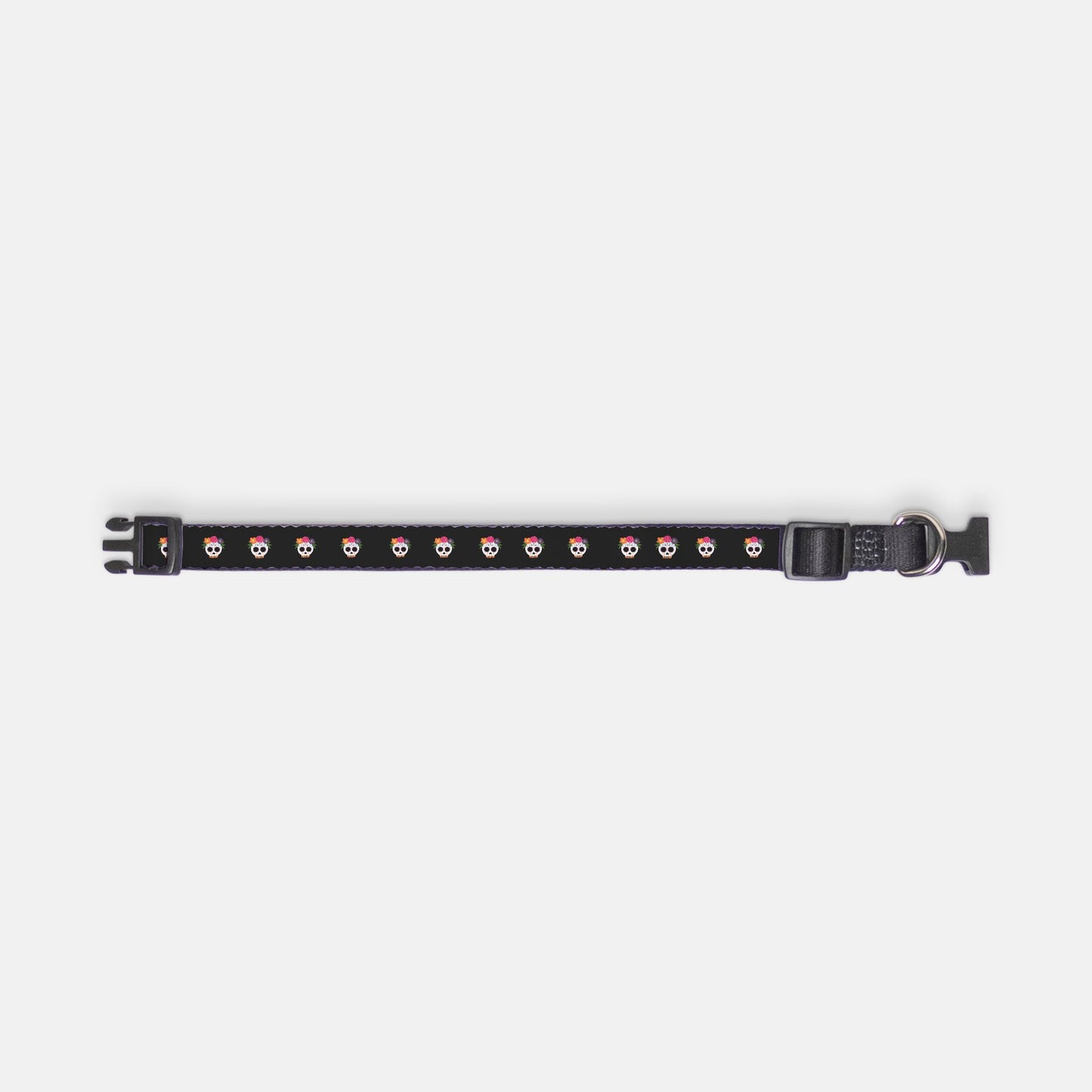 Sugar Skull Pet Collar Large (Black/Pink)